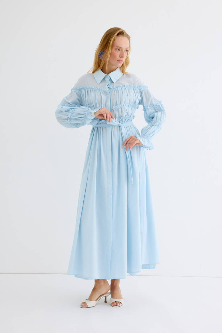 Daisy Vual Elbise Soft Mavi - EMNORA