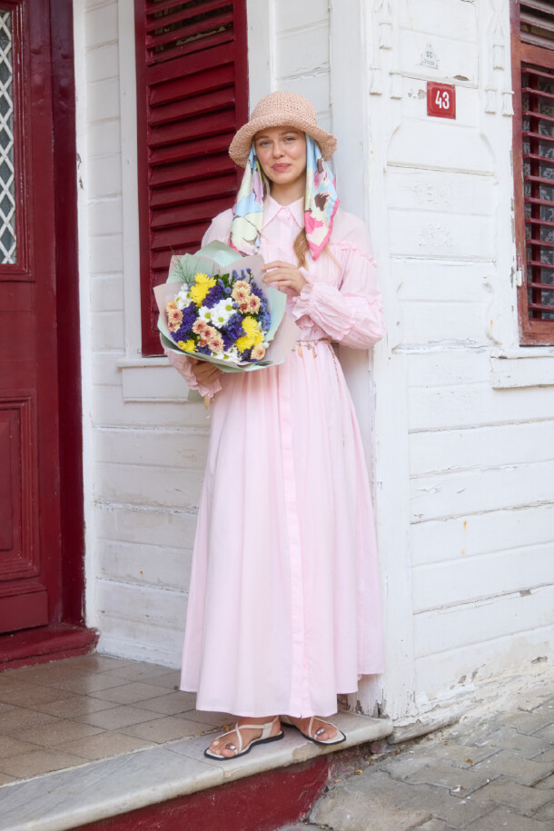 Daisy Vual Elbise Soft Pembe - EMNORA (1)