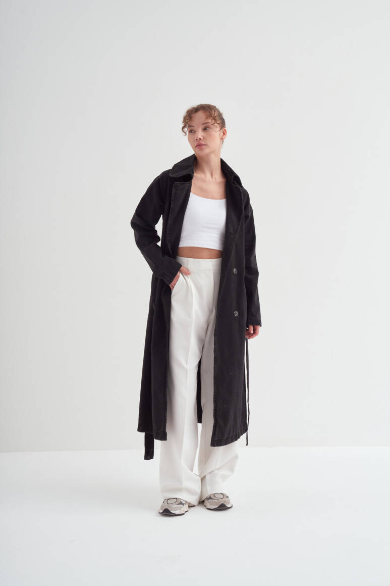 Denim Trençkot Siyah - 5