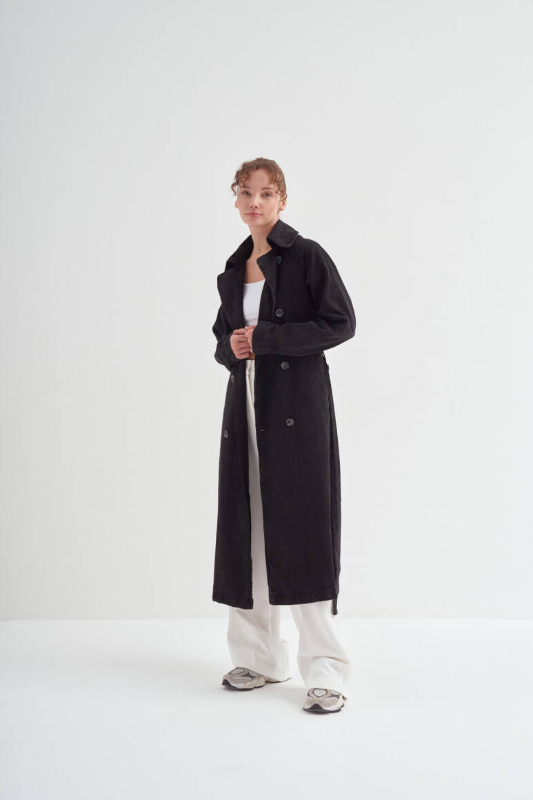 Denim Trençkot Siyah - 4