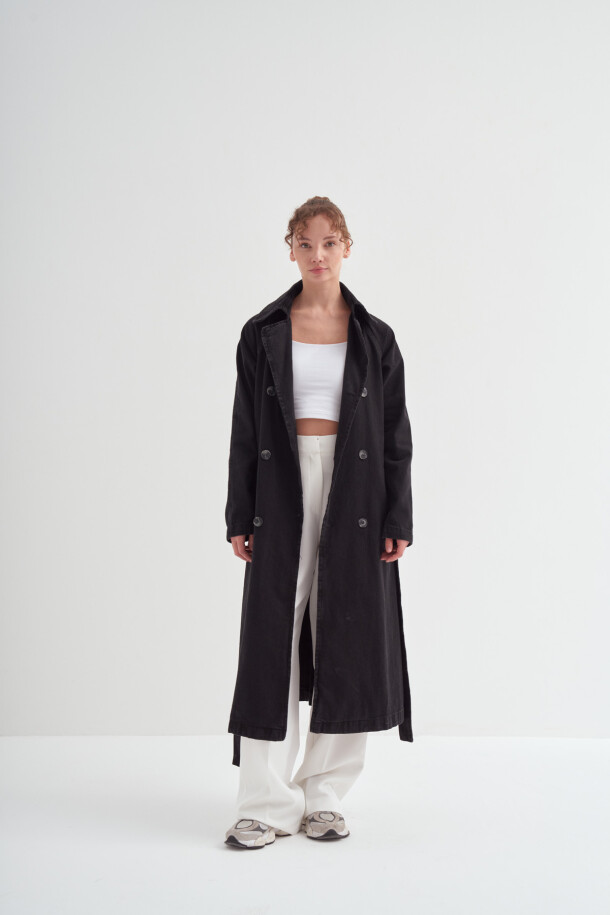 Denim Trençkot Siyah - 6
