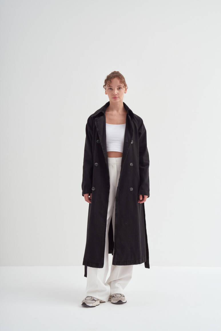Denim Trençkot Siyah - 6