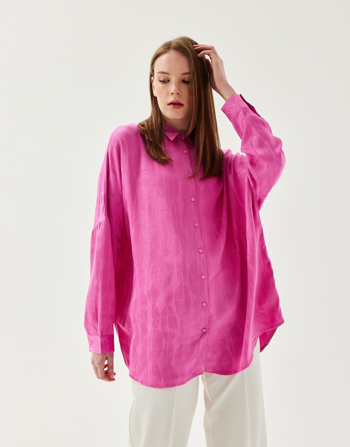 Desenli Jakar Gömlek Fuşya - EMNORA