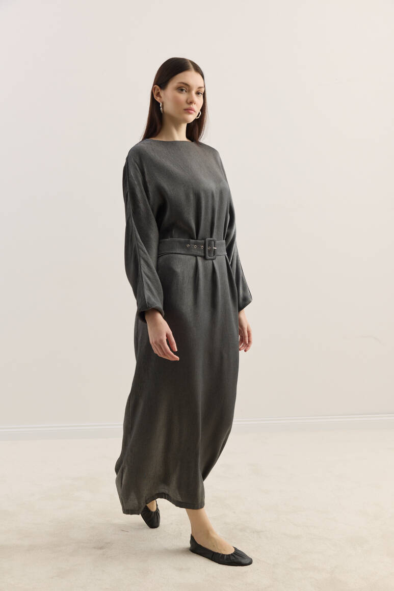 Diana Kemerli Elbise Siyah - 4