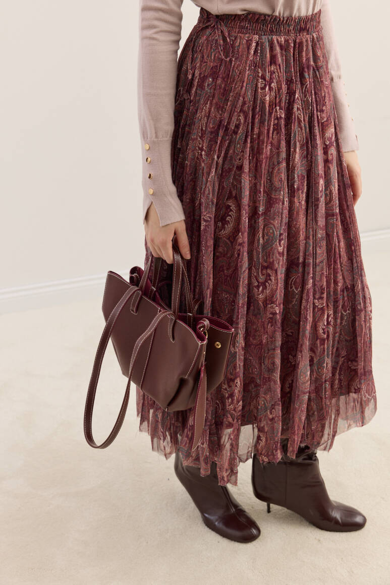 Dikiş Detaylı Mini Tote Çanta Bordo - 6