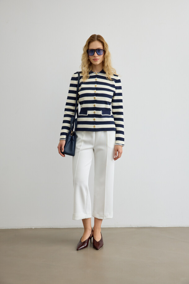 Dikiş Detaylı Scuba Pantolon Beyaz - EMNORA (1)