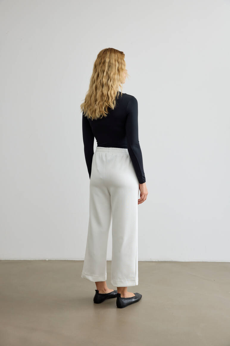Dikiş Detaylı Scuba Pantolon Beyaz - 8