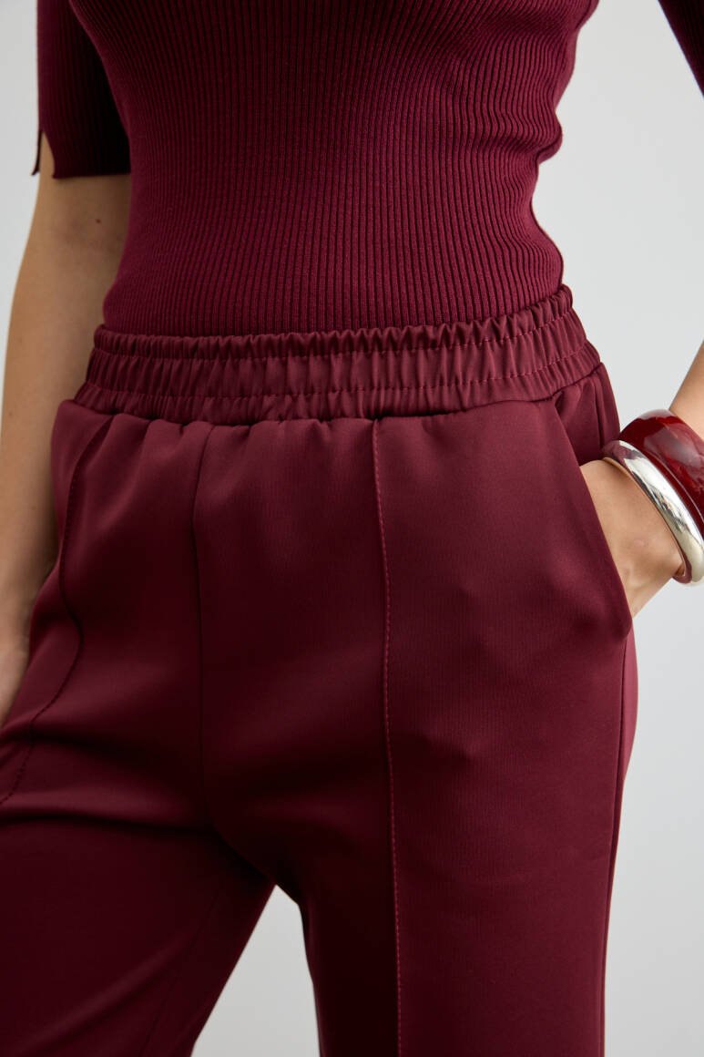 Dikiş Detaylı Scuba Pantolon Bordo - 6