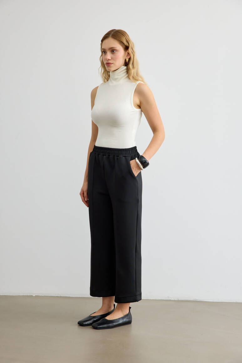 Dikiş Detaylı Scuba Pantolon Siyah - 3