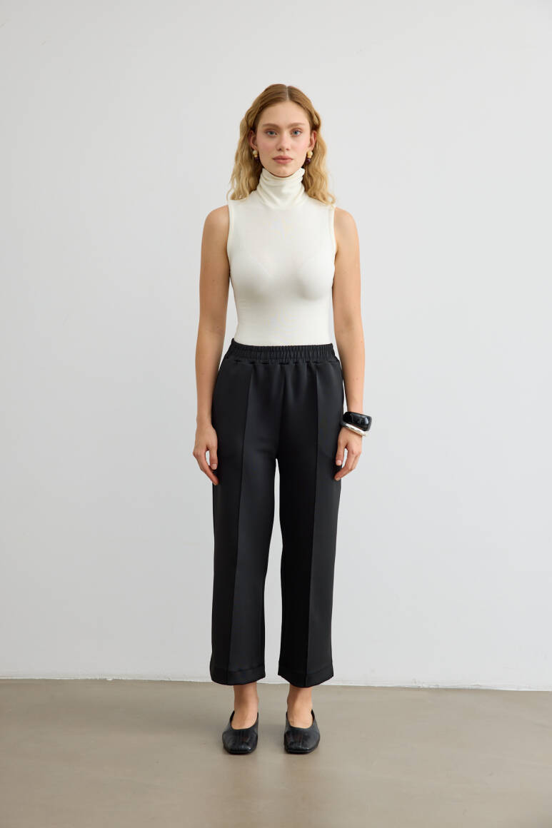 Dikiş Detaylı Scuba Pantolon Siyah - 4