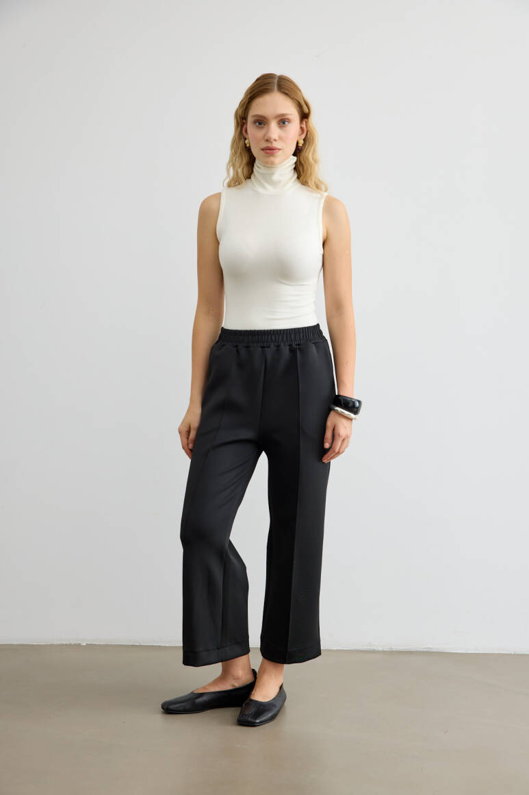 Dikiş Detaylı Scuba Pantolon Siyah - 6