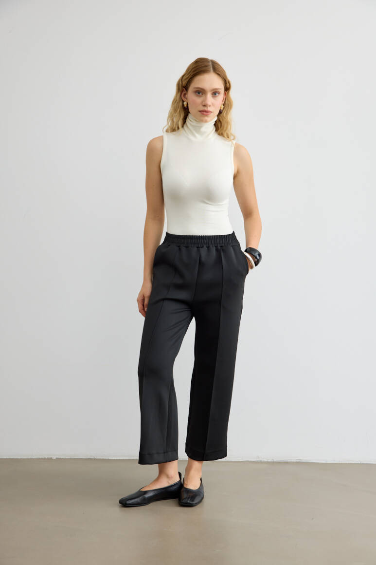 Dikiş Detaylı Scuba Pantolon Siyah - 2