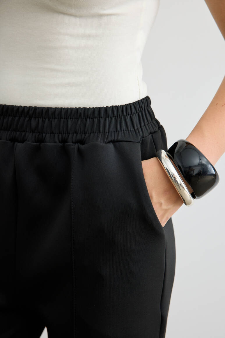Dikiş Detaylı Scuba Pantolon Siyah - 7