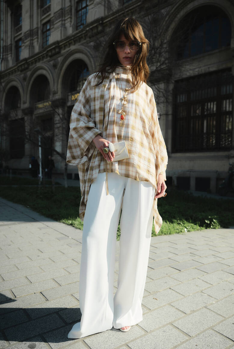 Ekose Pelerin Bluz Hardal - 5