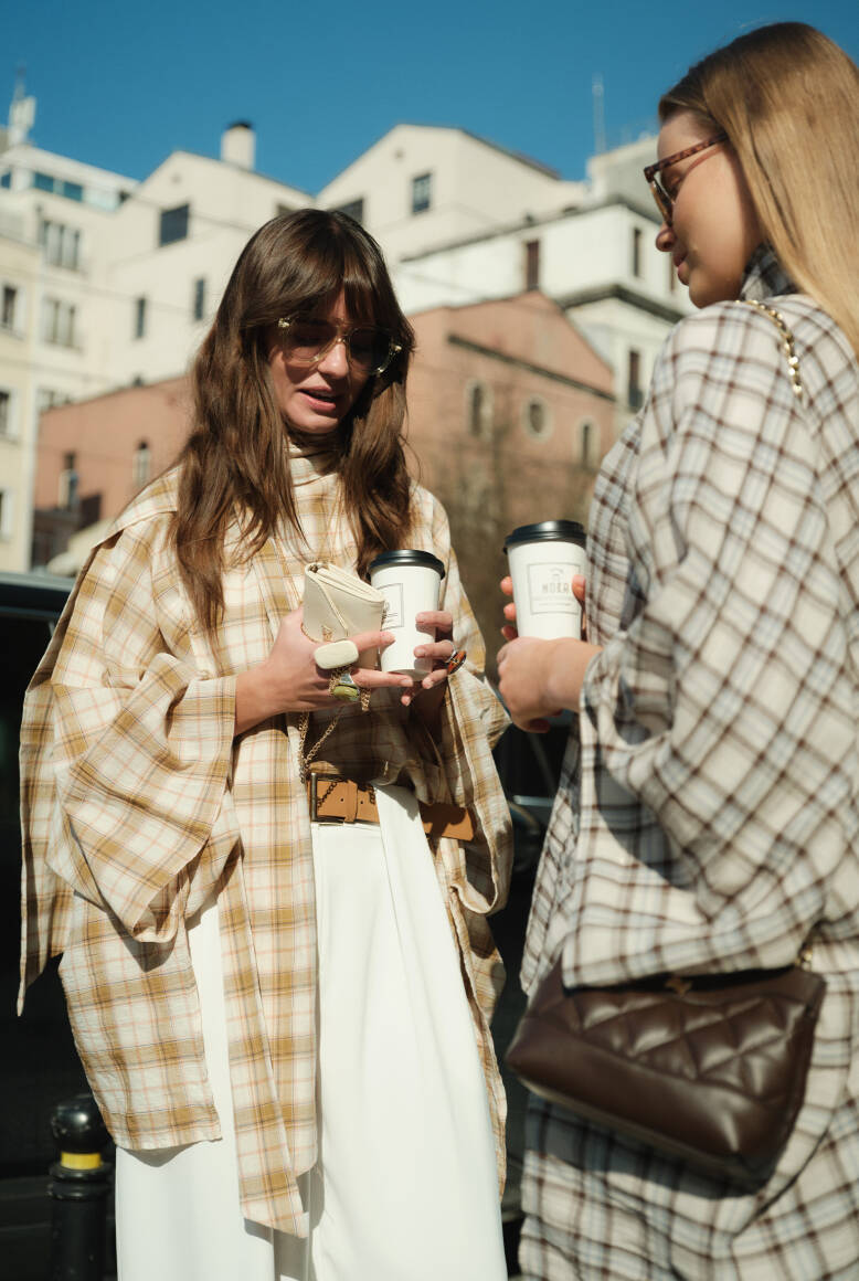 Ekose Pelerin Bluz Hardal - 1