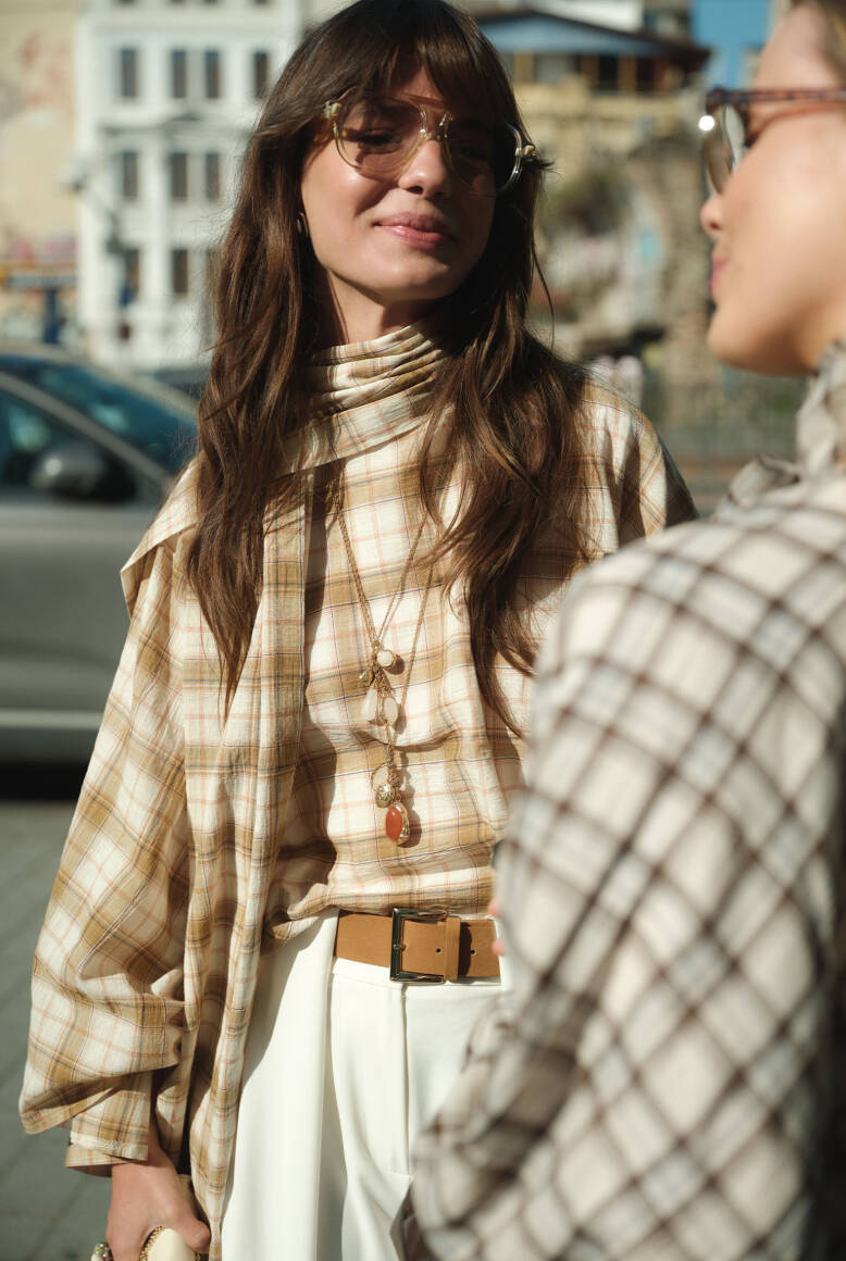 Ekose Pelerin Bluz Hardal - 2