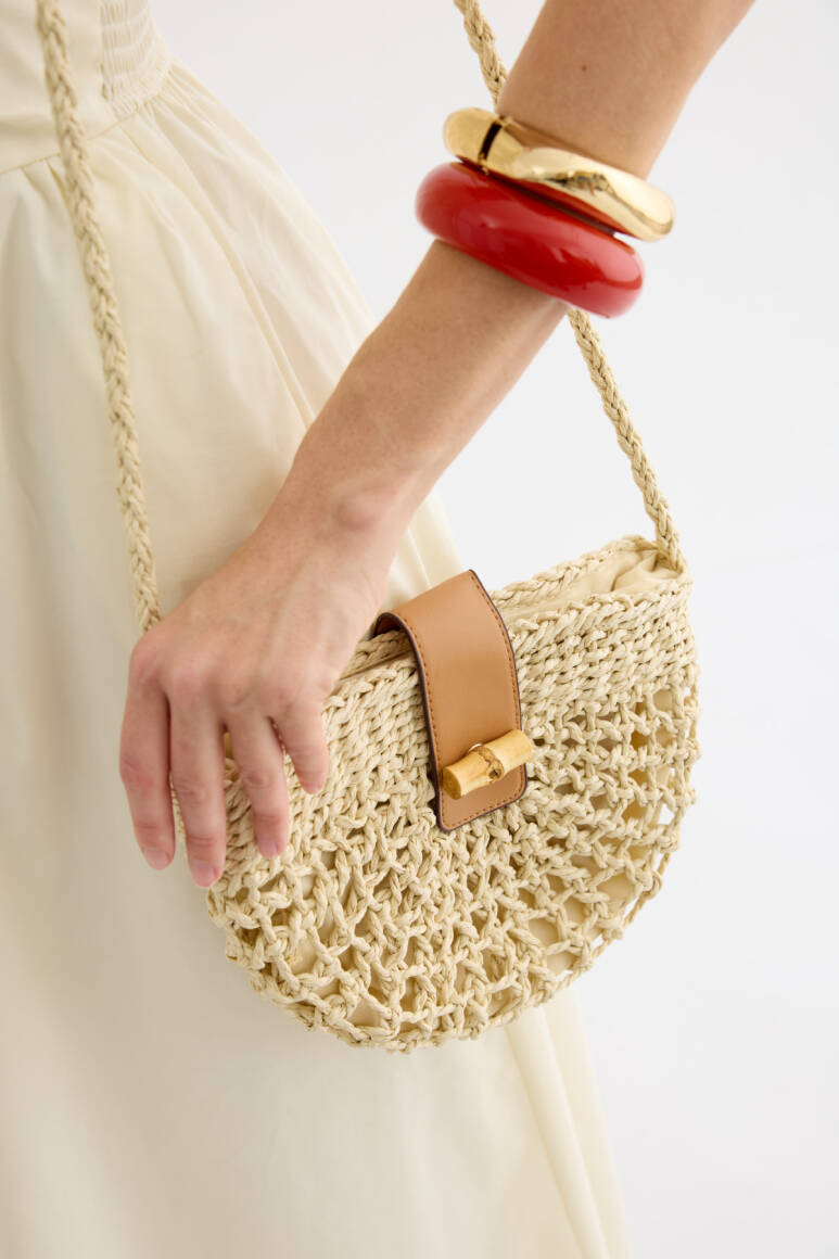 Elaris Hasır Çanta Bej - EMNORA