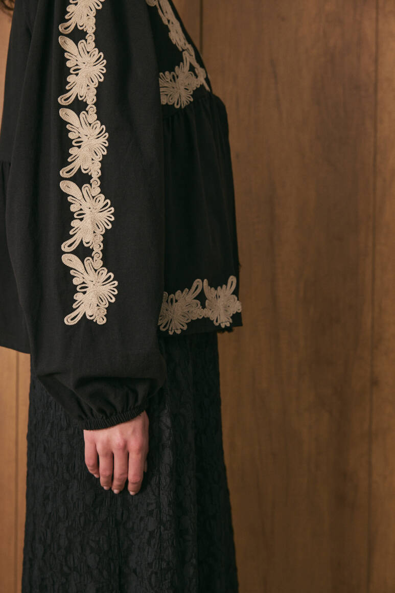 Floral İşlemeli Etnik Ceket Siyah - 5