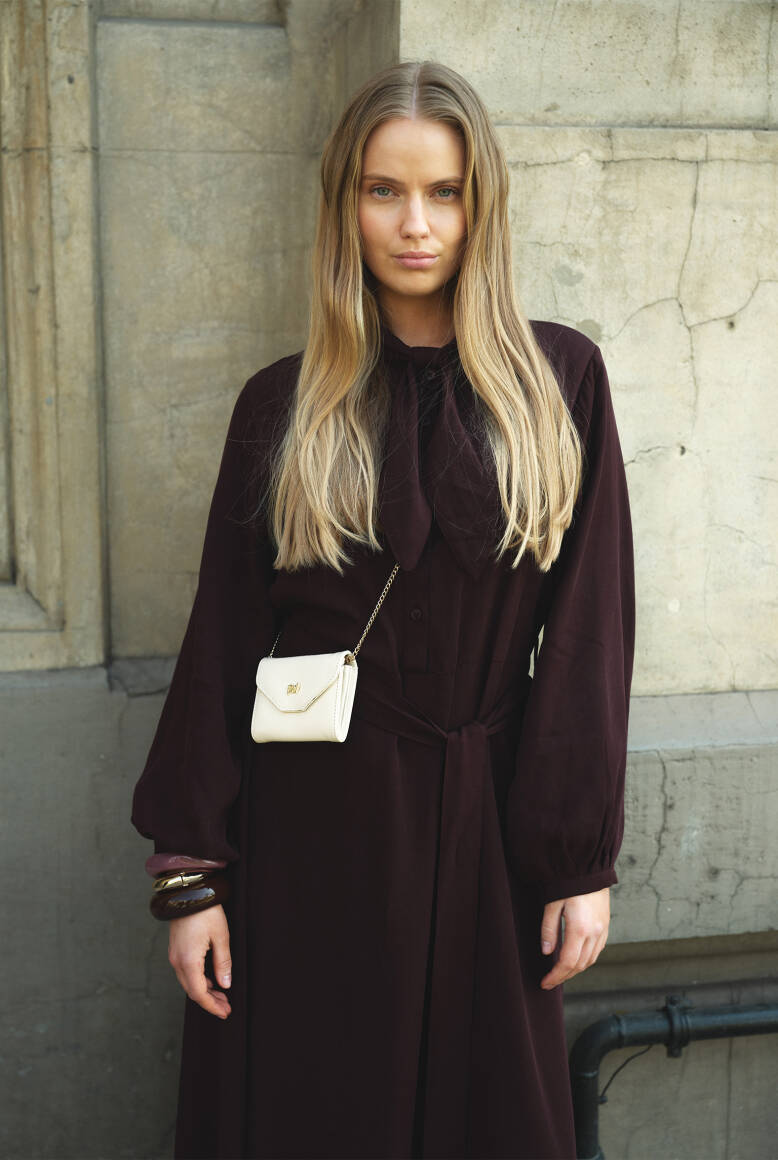 Fular Yaka Elbise Burgonya - 5