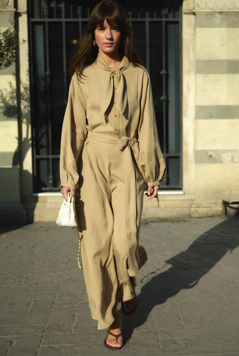 Fular Yaka Elbise Çağla Yeşili - 3