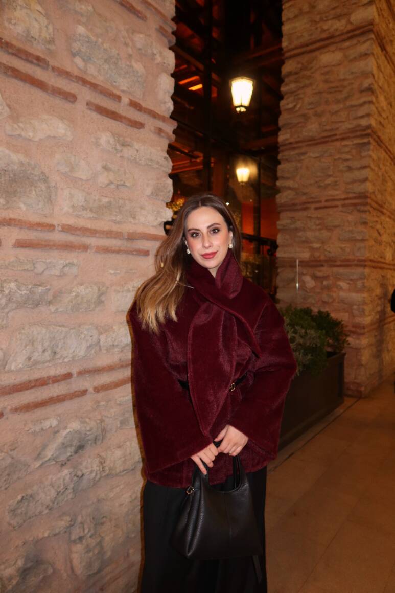 Fularlı Oturtmalı Midi Fox Kaban Bordo - 8