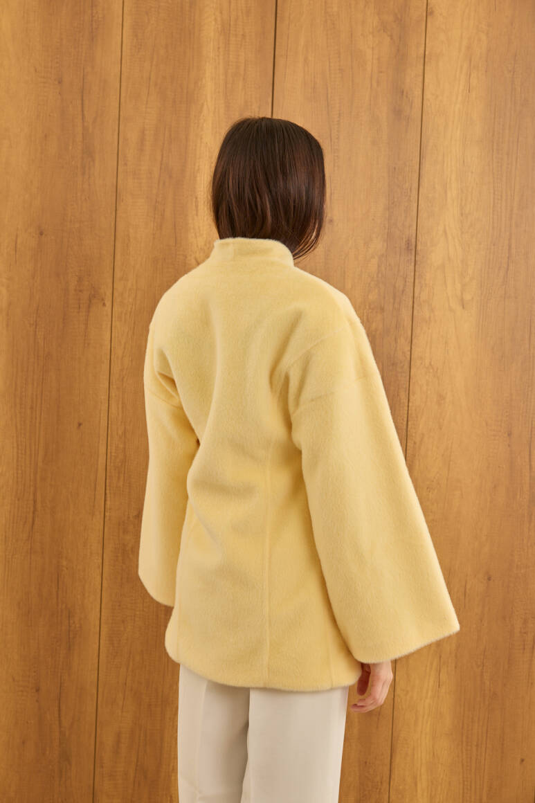 Fularlı Oturtmalı Midi Fox Kaban Soft Sarı - 6