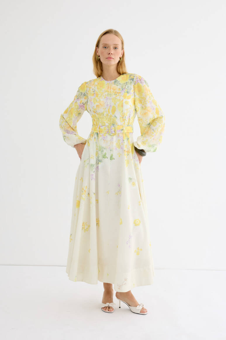 Gardenya Keten Elbise Soft Sarı - 13