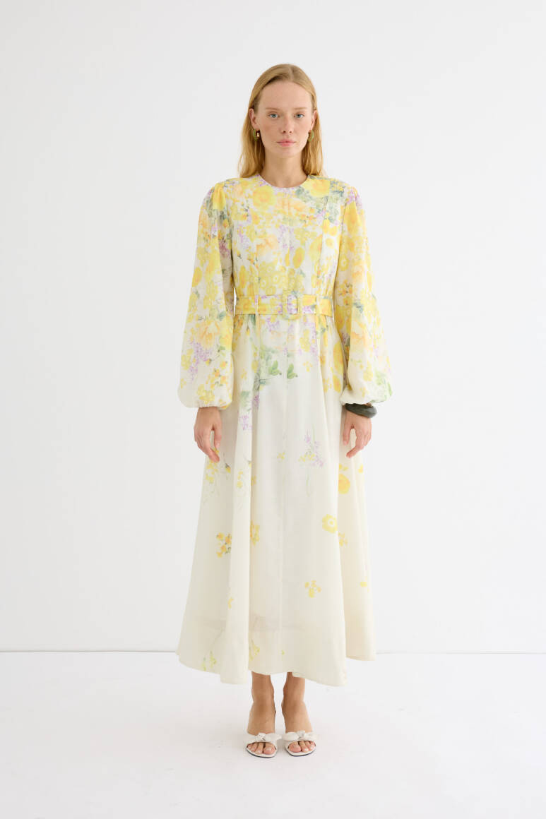 Gardenya Keten Elbise Soft Sarı - 12