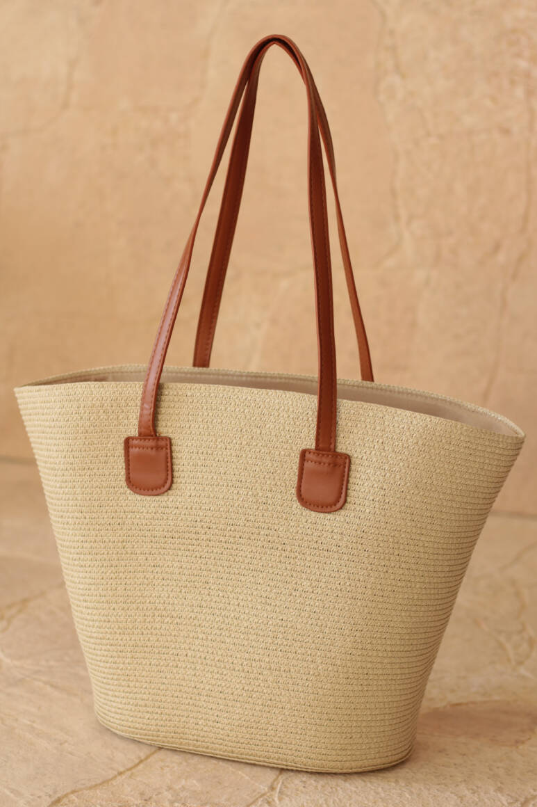 Hasır Tote Çanta Bej - EMNORA