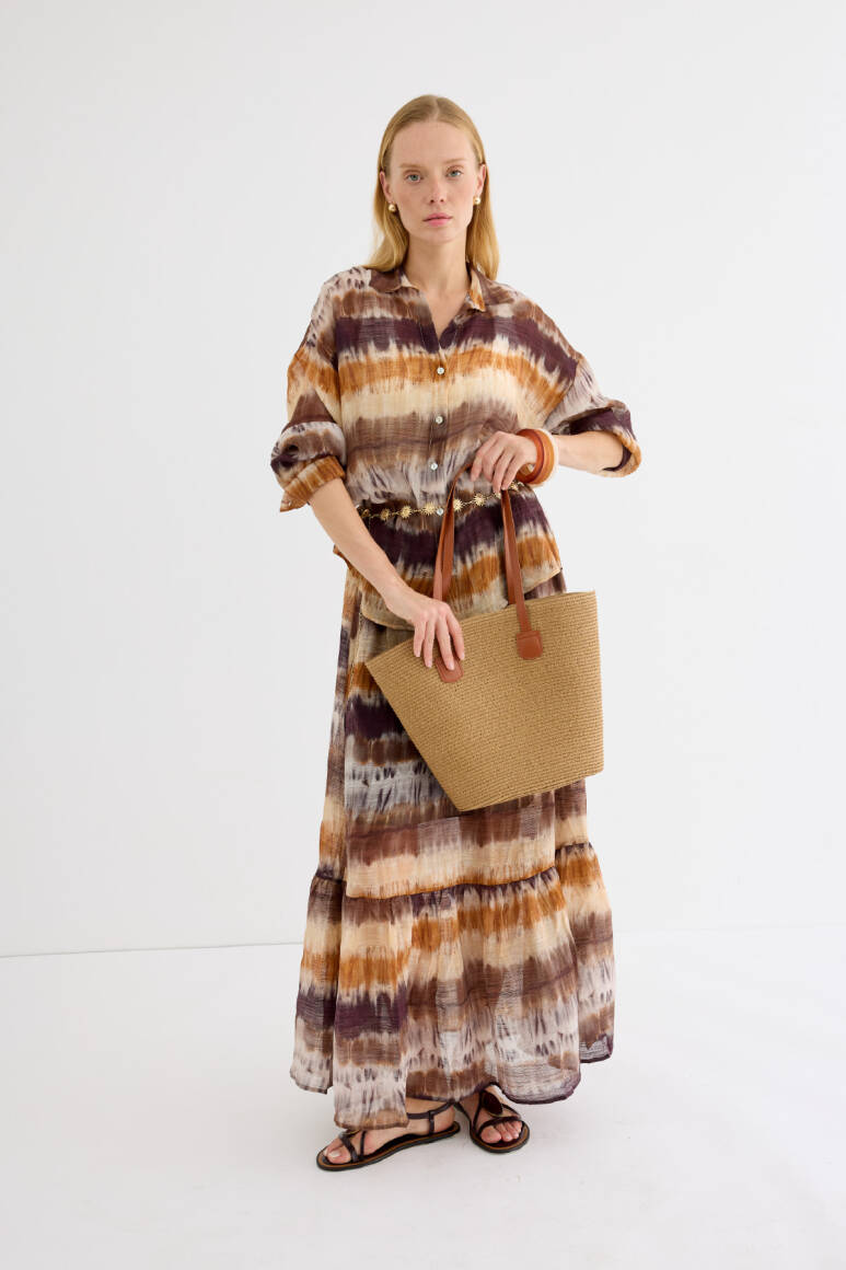 Hasır Tote Çanta Camel - EMNORA