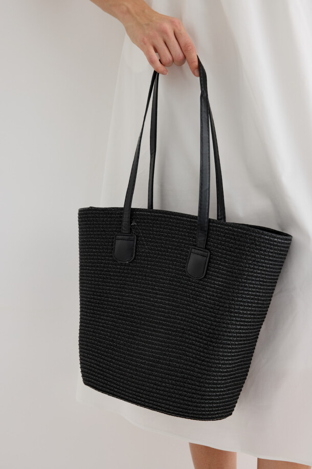 Hasır Tote Çanta Siyah - EMNORA