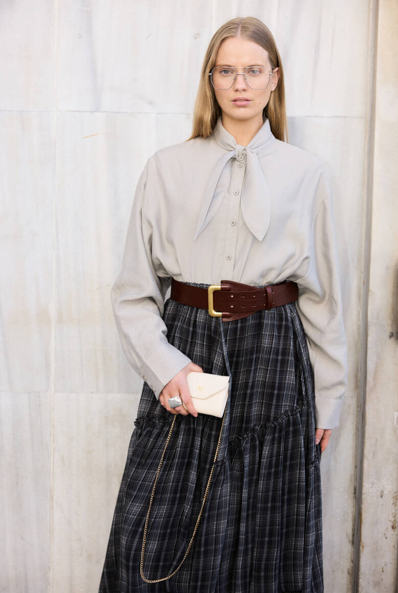 Katlı Şifon Etek Ekose - 6