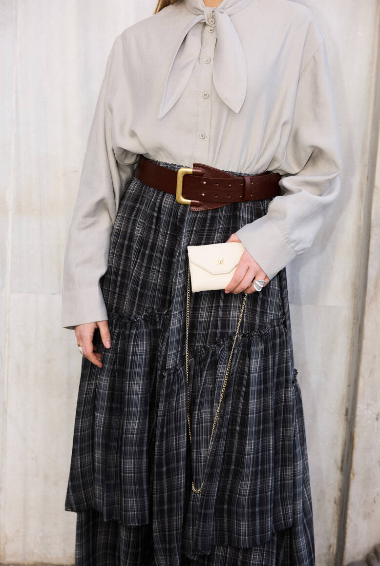 Katlı Şifon Etek Ekose - 8