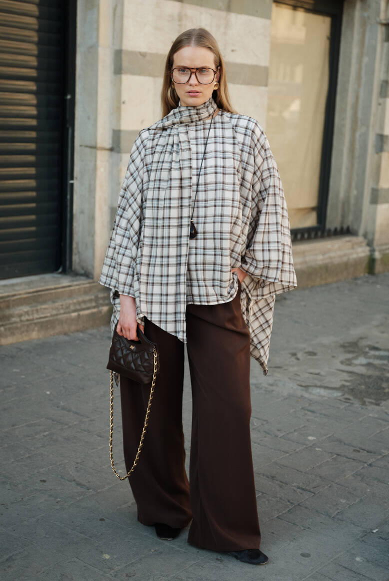 Kemer Detaylı Palazzo Pantolon Acı Kahve - 6