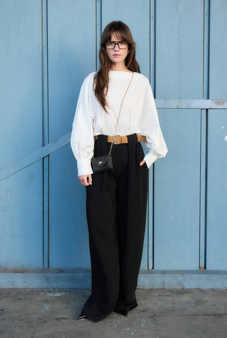 Kemer Detaylı Palazzo Pantolon Siyah - 1