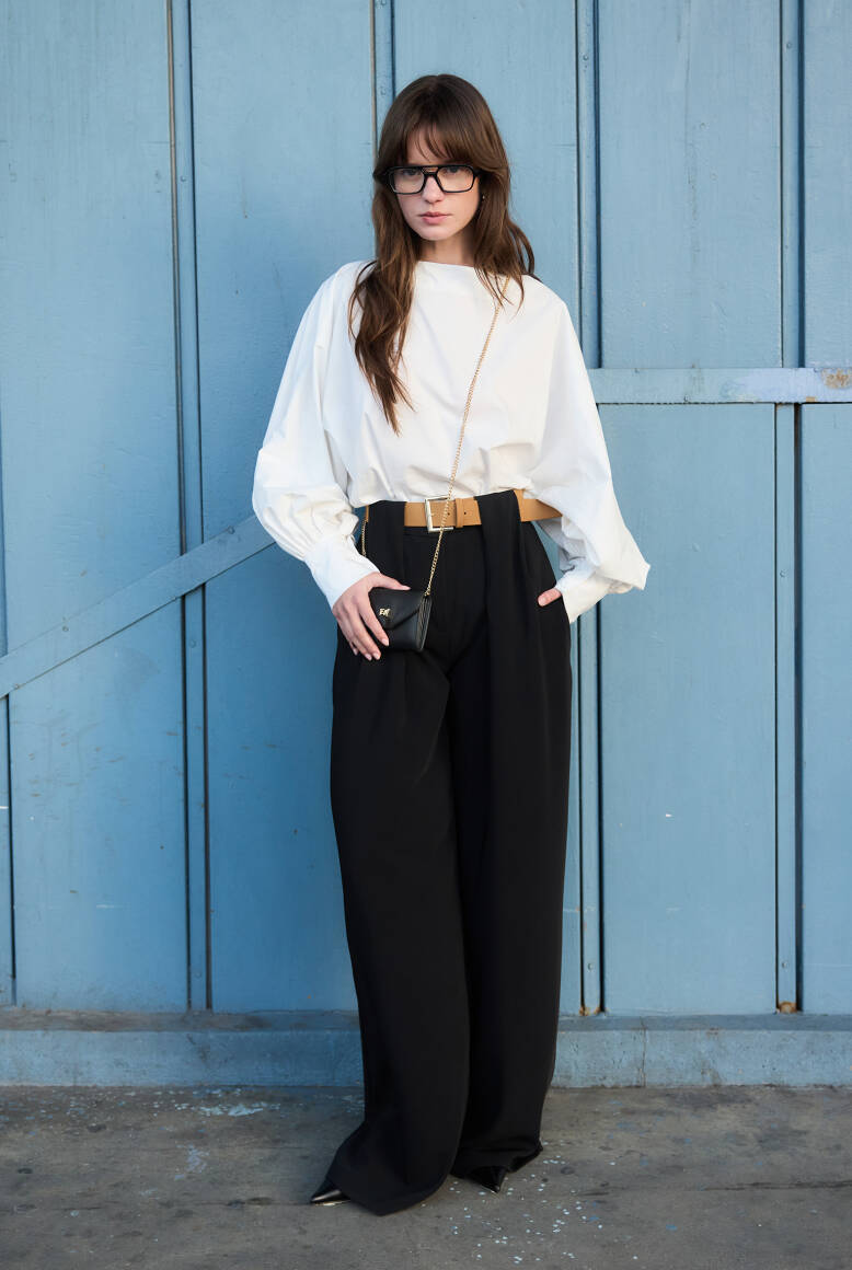 Kemer Detaylı Palazzo Pantolon Siyah - 2