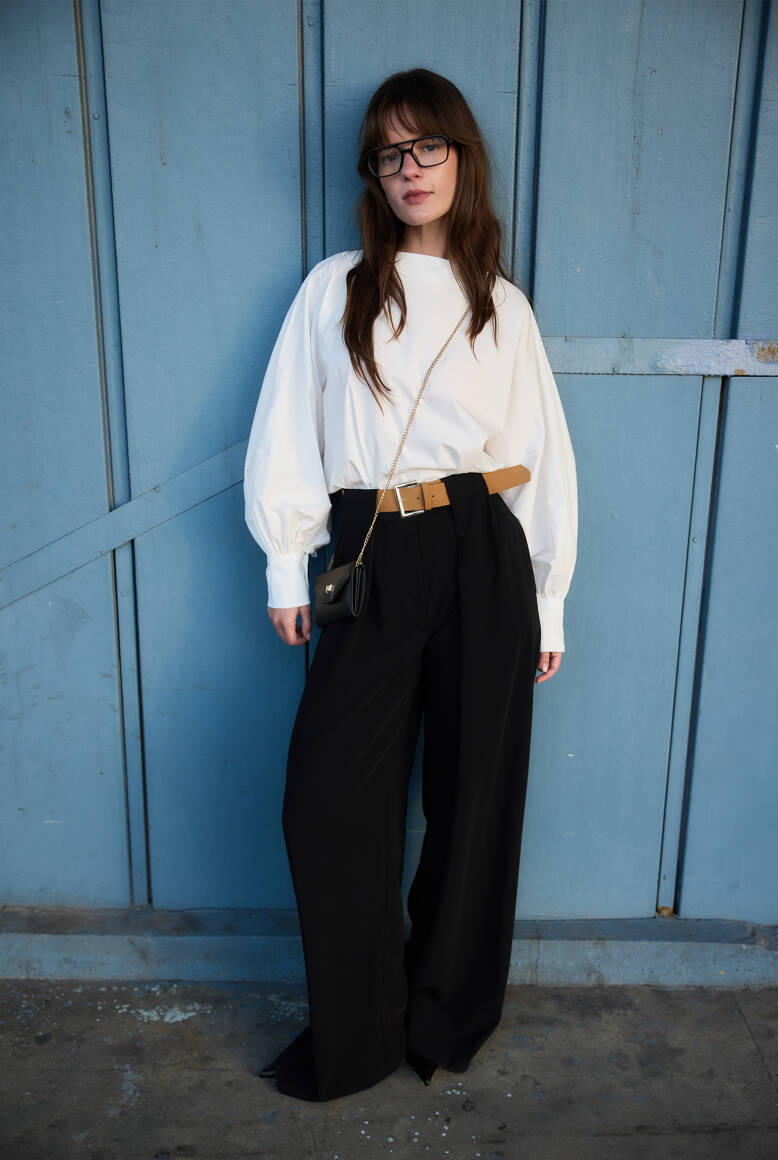 Kemer Detaylı Palazzo Pantolon Siyah - 8