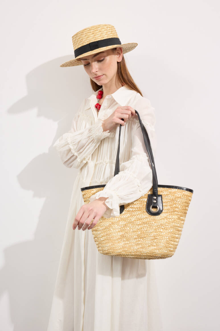 Kemerli Hasır Şapka Natürel - 12