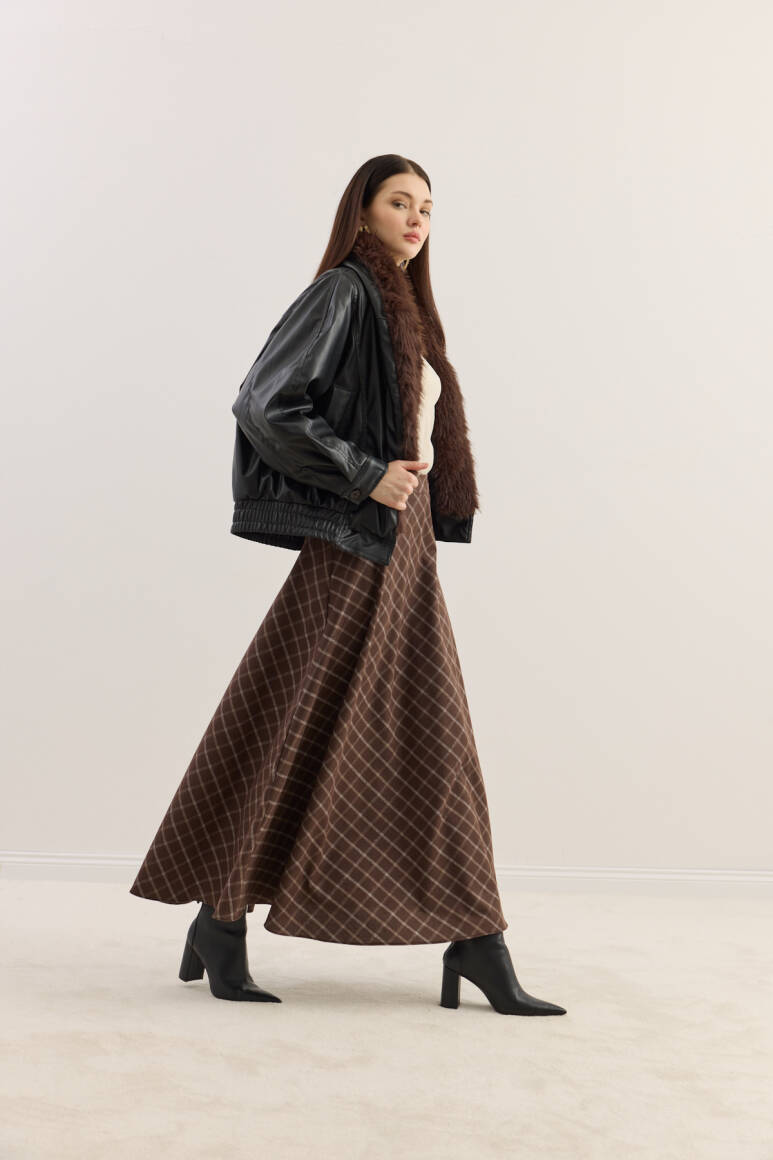 Kürk Yakalı Deri Bomber Mont SİYAH - 3