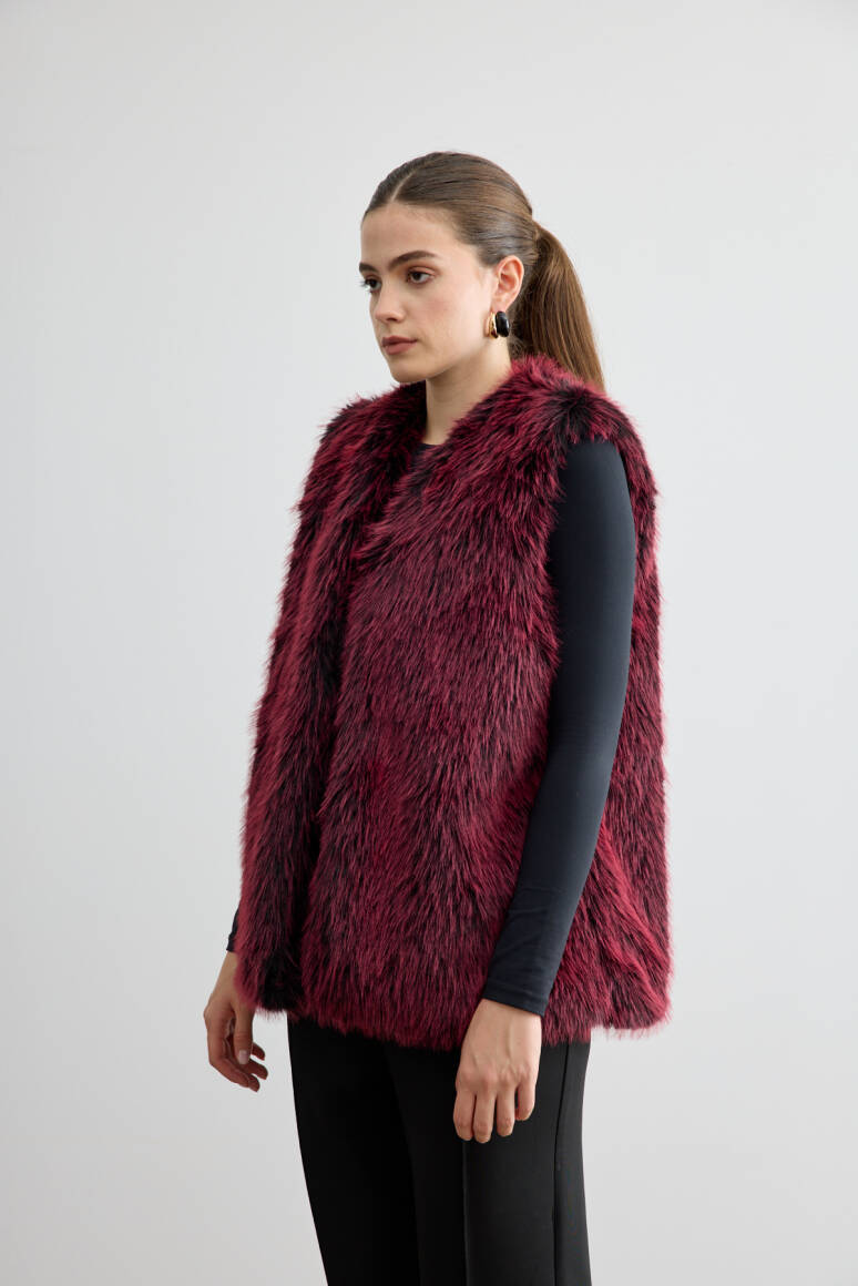 Kürk Yelek Bordo - 3