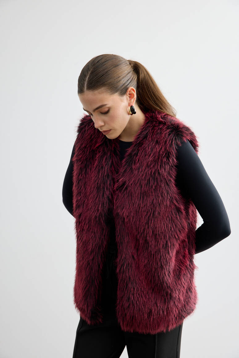 Kürk Yelek Bordo - 4