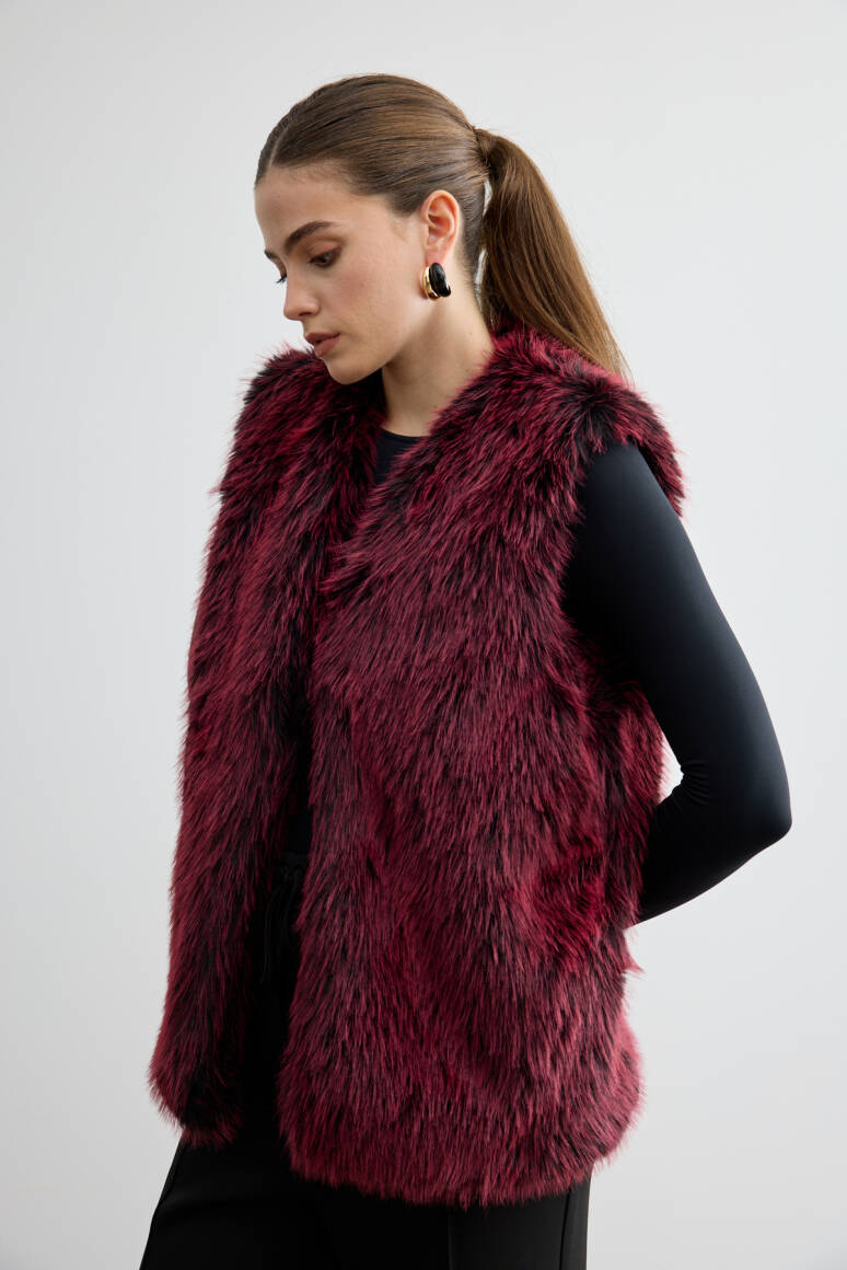 Kürk Yelek Bordo - 2