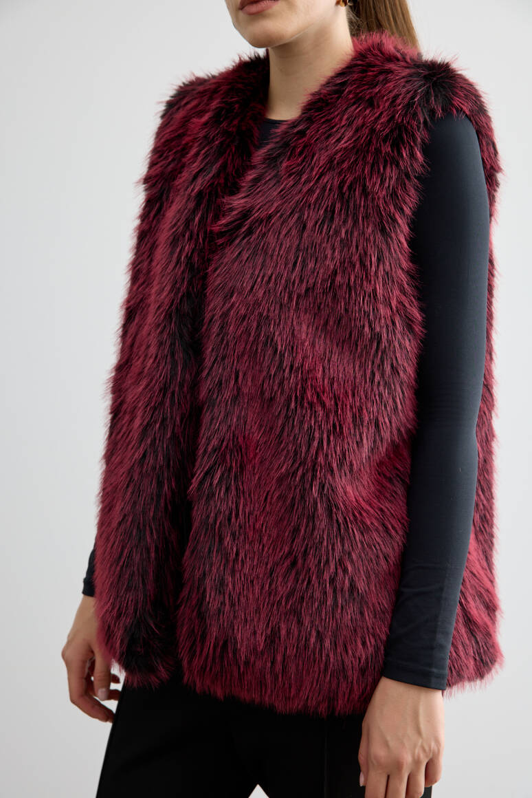 Kürk Yelek Bordo - 5