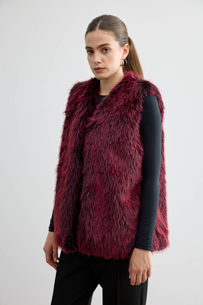 Kürk Yelek Bordo - EMNORA