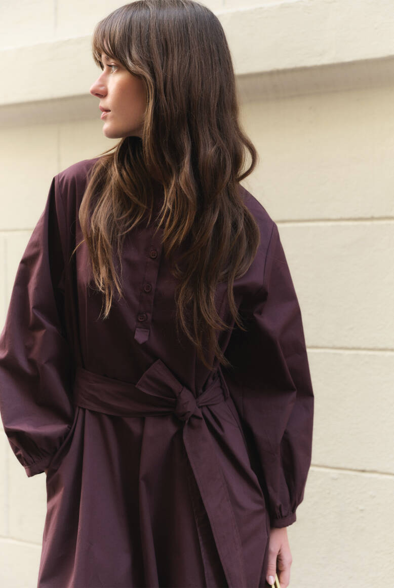 Kuşaklı Basic Elbise Burgonya - 7