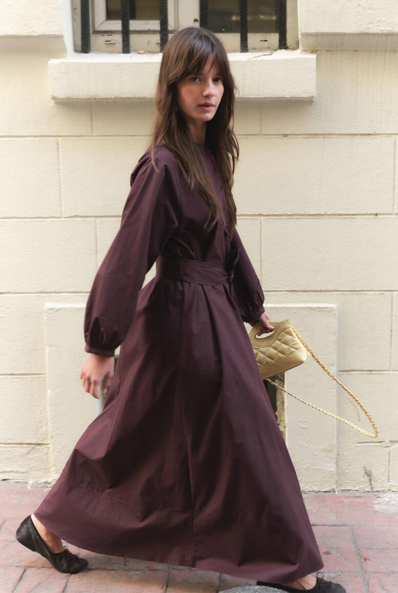 Kuşaklı Basic Elbise Burgonya - 8