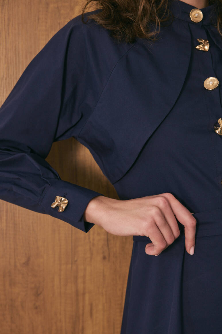 Kyle Poplin Elbise Lacivert - 2