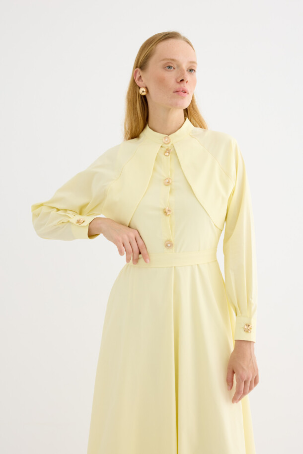 Kyle Poplin Elbise Soft Sarı - EMNORA (1)