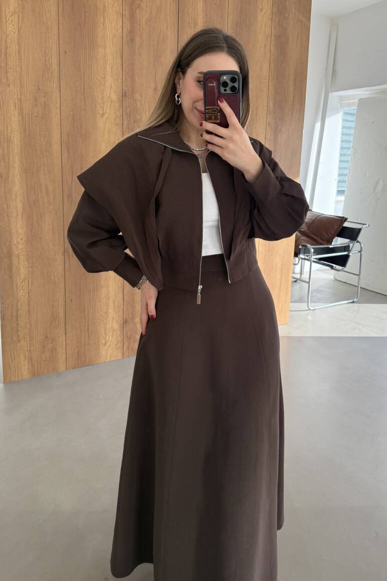 Liva Fularlı Takım Acı Kahve - 2