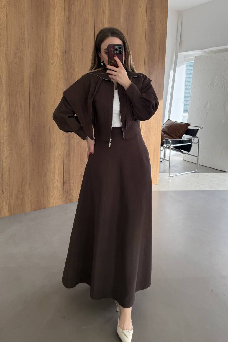 Liva Fularlı Takım Acı Kahve - 3